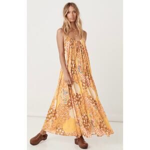 Spell and The Gypsy Freda Maxi Dress Patchwork Yellow Maxi Large Orange Boho